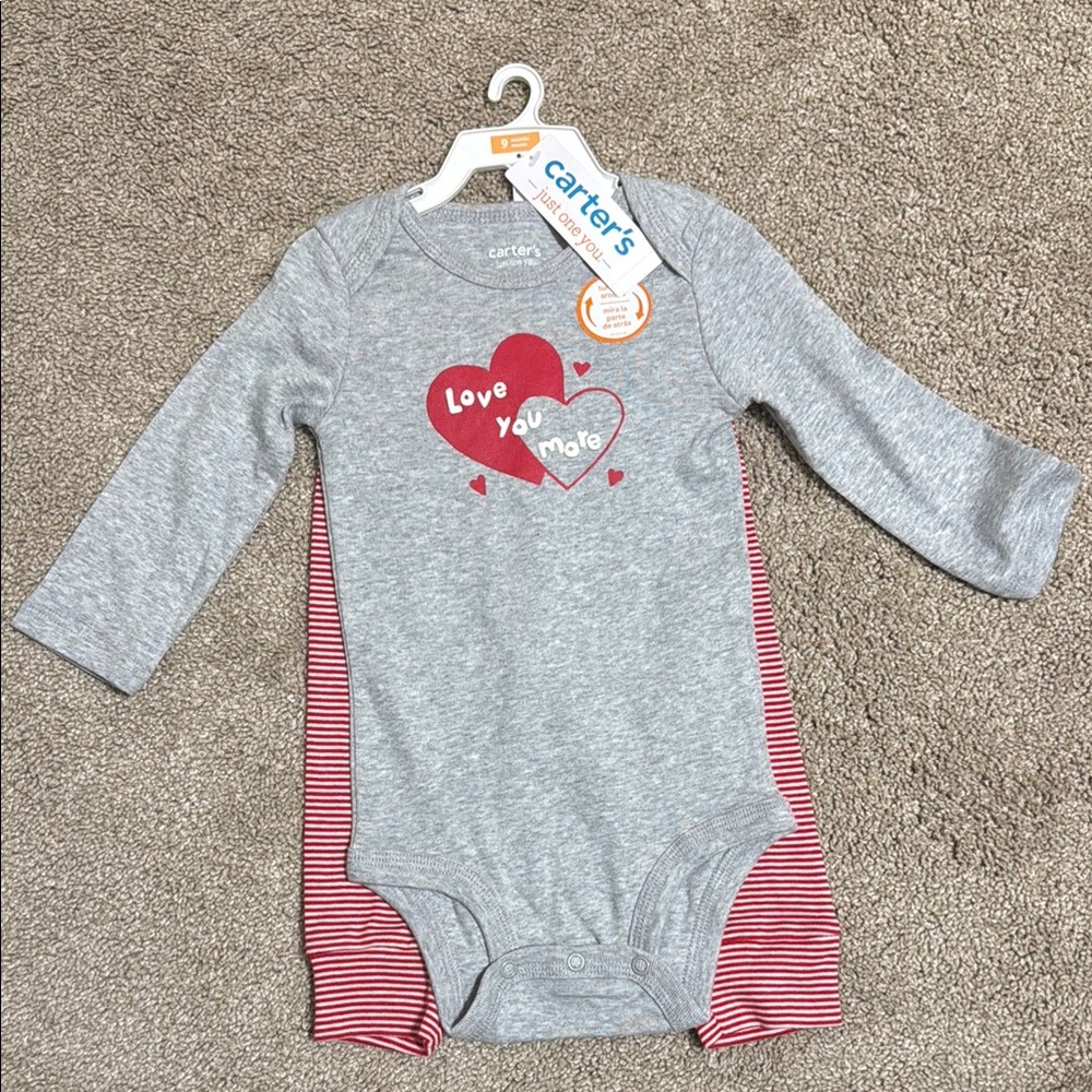 Carter's Valentine's Outfit onesie and pants 9m gender neutral